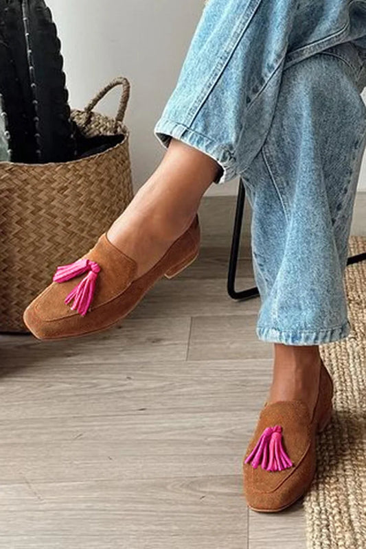 Olva™ | Bruna loafers med fyrkantig tå