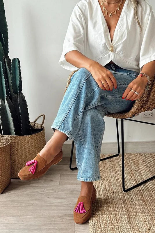 Olva™ | Bruna loafers med fyrkantig tå