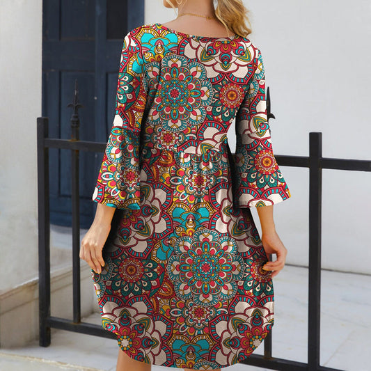 Sybella™ | Boho klänning med tryck