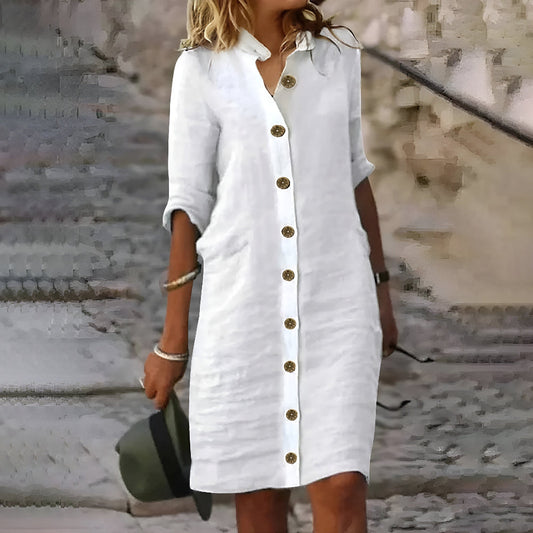 Bea™ | Casual Midi-Skjortklänning