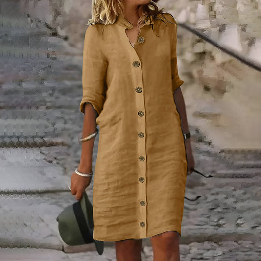 Bea™ | Casual Midi-Skjortklänning