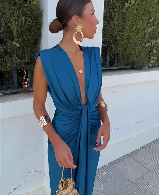 Noomi™ | Elegant V-ringad Puffärm Maxiklänning