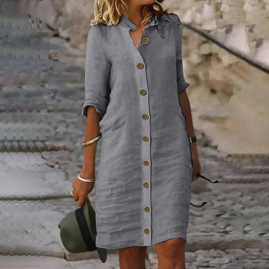 Bea™ | Casual Midi-Skjortklänning