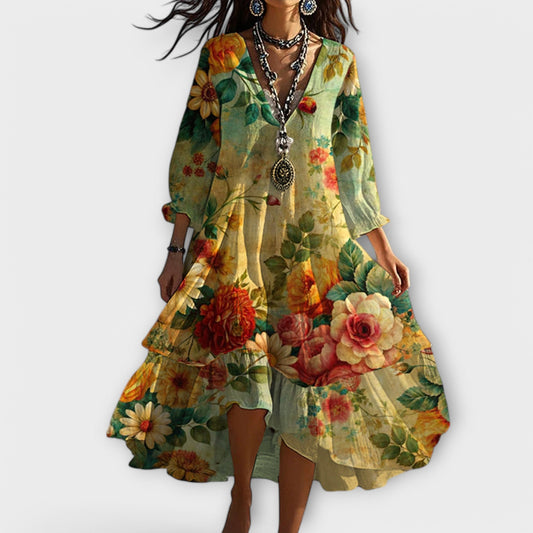 Marina™ | Vintage boho V-ringad klänning